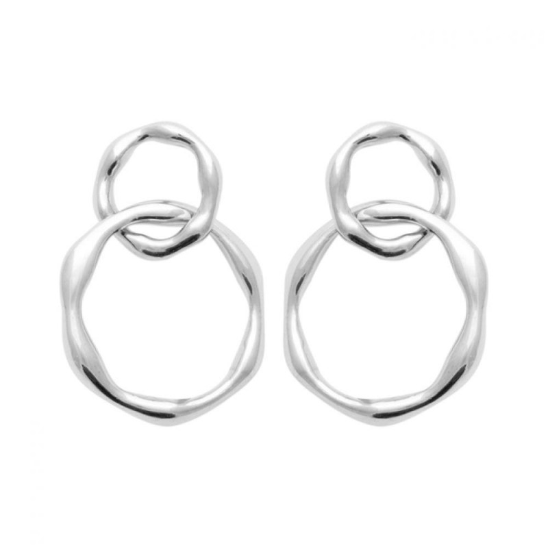 Boucles D Oreilles Anneaux Enlac S Martel S Argent Massif Rhodi