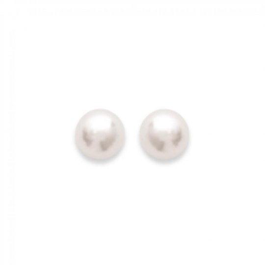 Boucles d'oreilles Perles d'imitation 6mm Blanches Plaqué Or - Femme