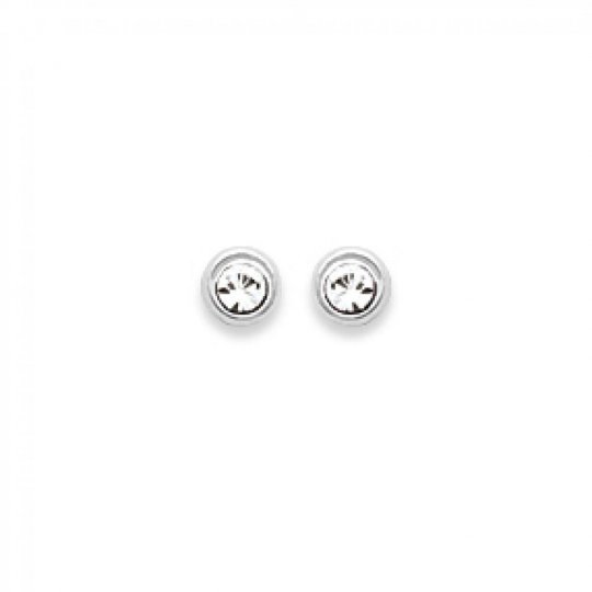 Boucles d'oreilles puces Argent - Clous Cristal 2mm - Femme