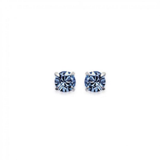 Boucles d'oreilles puces Tiges Argent - Cristal Bleu 3 mm - Femme