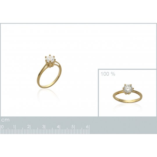 Bague Solitaire Plaqué Or Oxyde de Zirconium 6mm