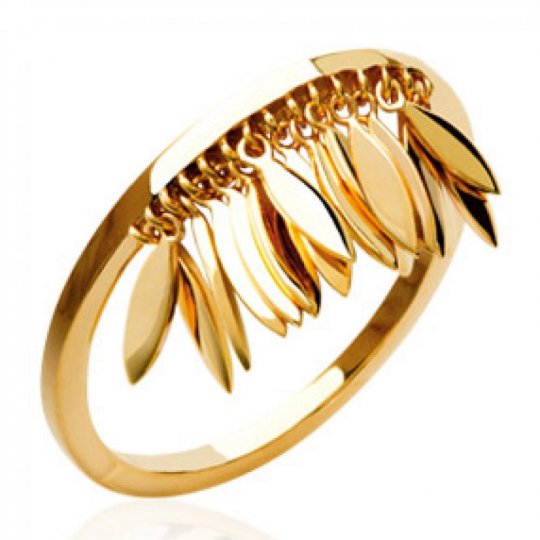 Bague breloque plumes indiennes aztèque bohème Plaqué Or