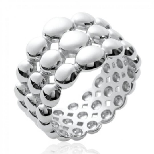 Bague multi anneaux bulles Argent Rhodié - Femme