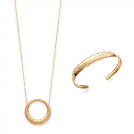 Collier anneau perlé Plaqué Or - Femme - 45cm