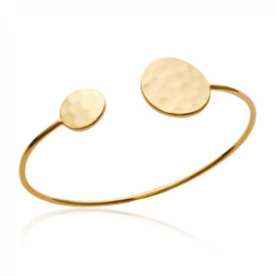 Jonc ouvert fin 2 cercles martelés Plaqué Or - Femme - 58mm