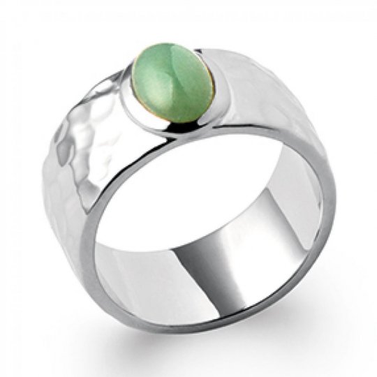 Bague martelée pierre verte...