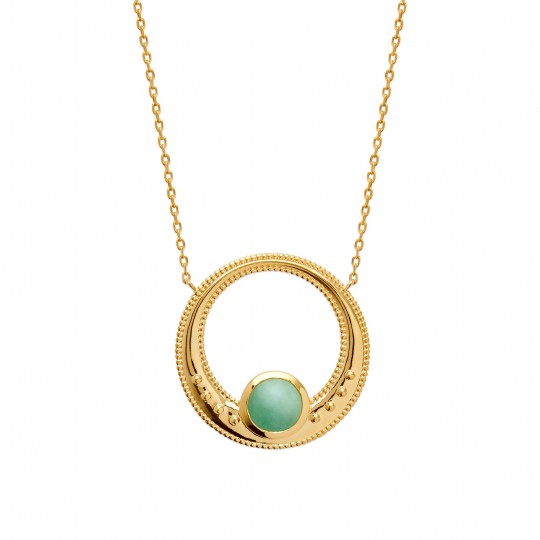 Collier anneau avec aventurine Plaqué Or - Femme - 45cm