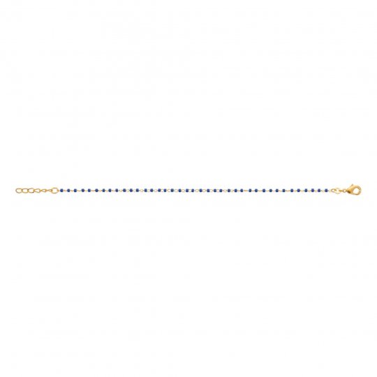 Bracelet Perle de Miyuki bleue Plaqué Or - 16cm - 18cm