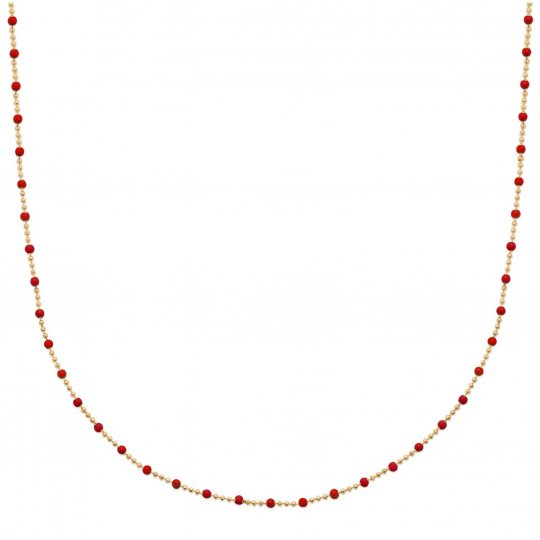 Collier Email rouge Plaqué Or - Femme - 45cm