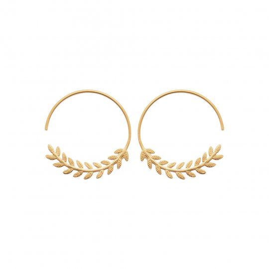 Créoles Laurier ouvertes Plaqué Or 28mm - Femme