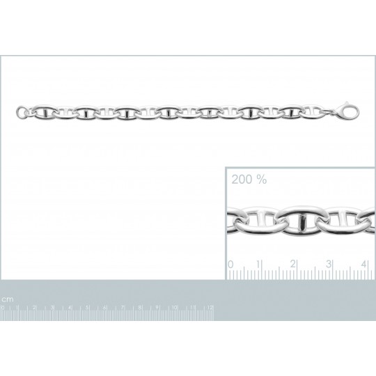 Bracelet grosses mailles marine Argent Rhodié - Femme - 20cm