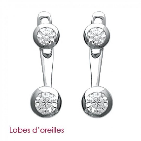 Boucles d'oreilles sous lobe argent - Rhodié - Oxyde de zirconium