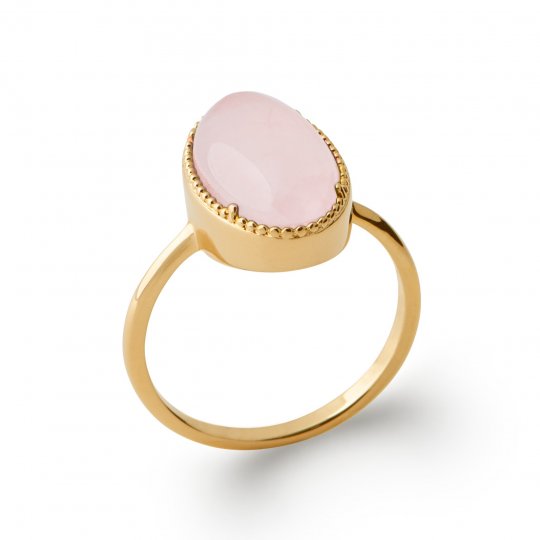 Bague cabochon quartz rose...