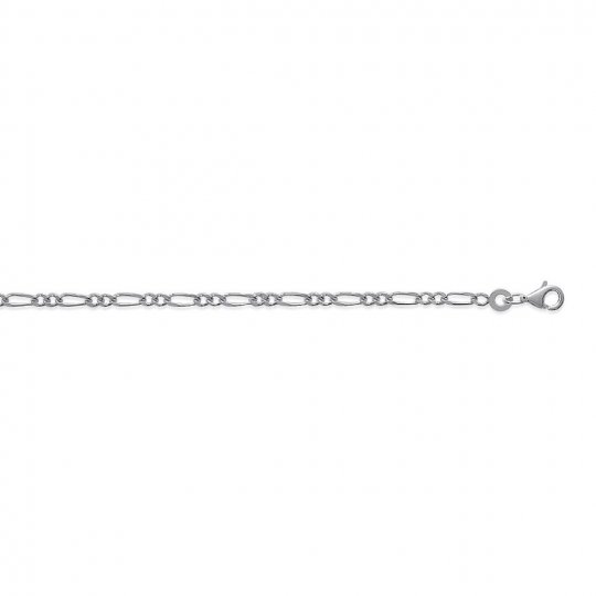 Bracelet chaîne Figaro Argent Massif Rhodié - Homme/Femme - 18cm