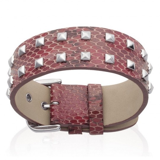 Bracelet Cuir Serpent Rouge...