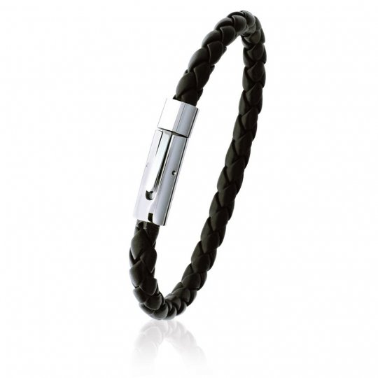 Bracelet Cuir Noir tressé...