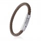 Bracelet cuir tressé marron Acier 316L Inoxydable - Homme - 66mm