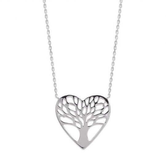 Collier Coeur arbre de vie Argent Massif Rhodié - Femme - 45cm