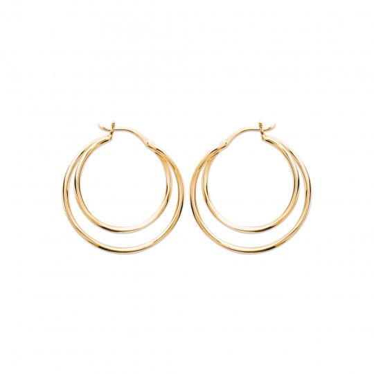 Créoles double 30mm Plaqué Or - Femme