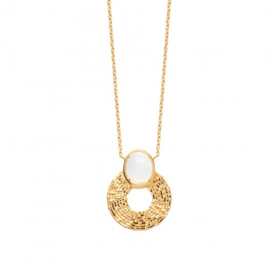 Collier Pierre de lune Plaqué Or - Femme - 45cm