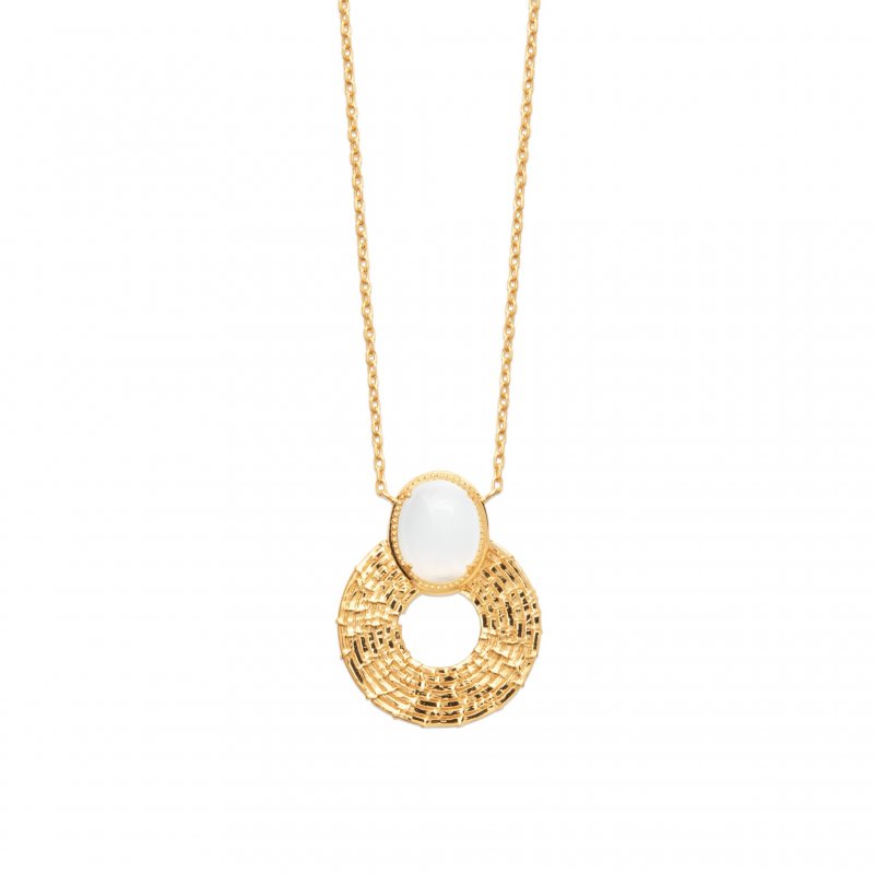Collier Pierre de lune Plaqué Or - Femme - 45cm