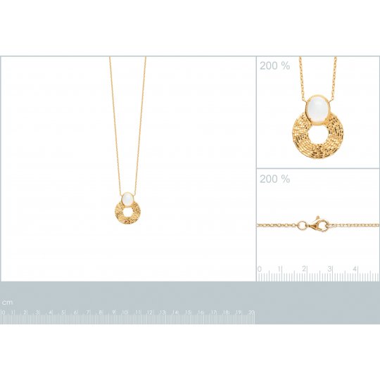 Collier Pierre de lune Plaqué Or - Femme - 45cm