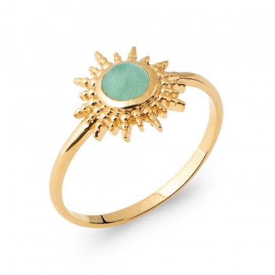 Bague Soleil Aventurine Plaqué Or - Femme