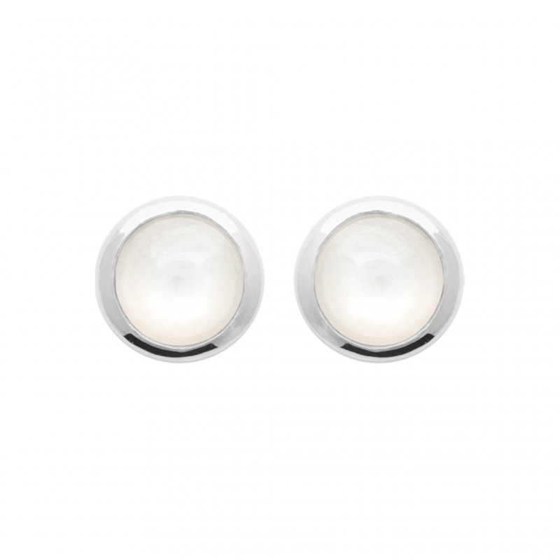 Boucles d'Oreilles Argent Rhodié - Pierre de lune - Femme