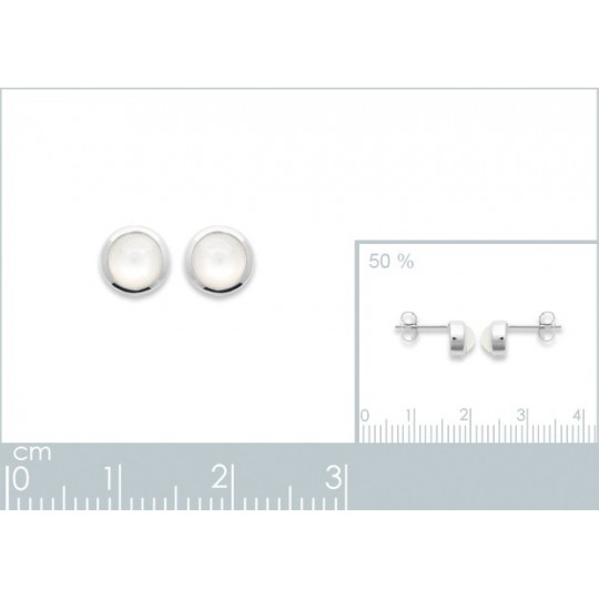 Boucles d'Oreilles Argent Rhodié - Pierre de lune - Femme