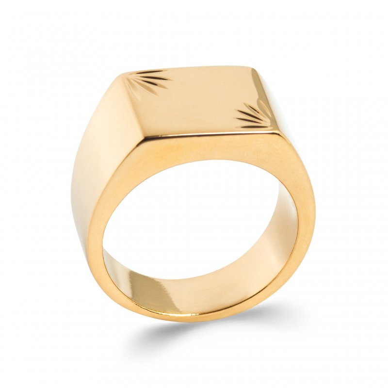 Onyx Chevaliere Homme Plaque Or Chevaliere En Plaqué Or Plateau