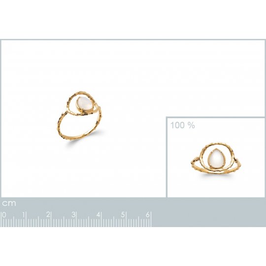 Bague Plaqué Or - Pierre de lune - Femme
