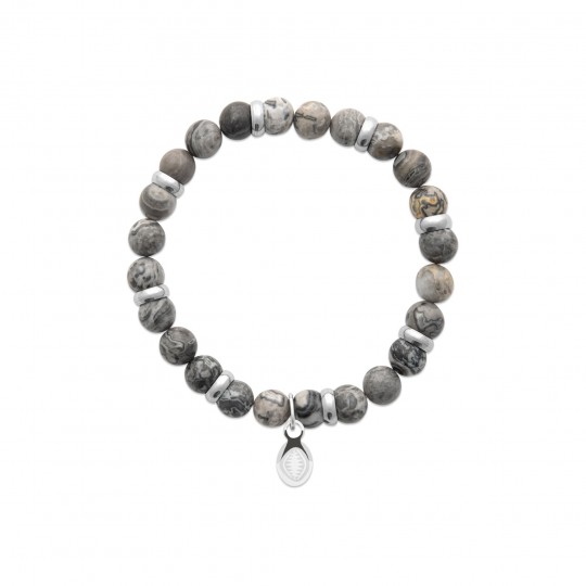 Bracelet Jaspe gris, Acier...