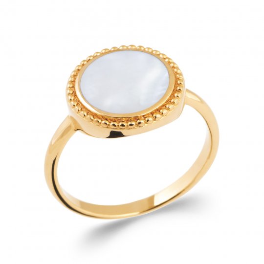 Bague Plaqué Or - Nacre -...