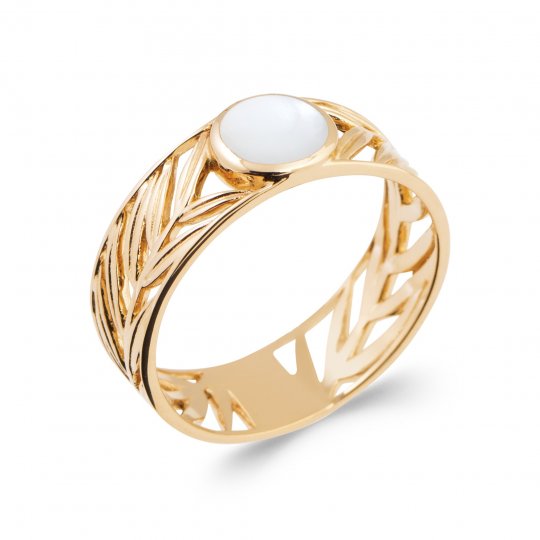 Bague Plaqué Or - Nacre -...