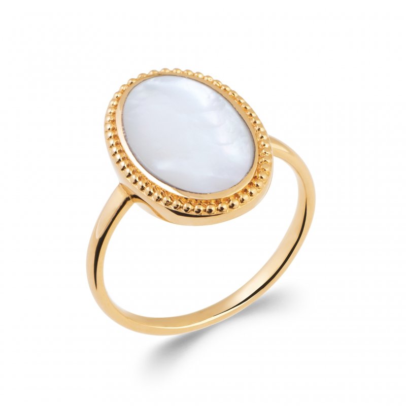 Bague Nacre ovale, Plaqué Or, Femme