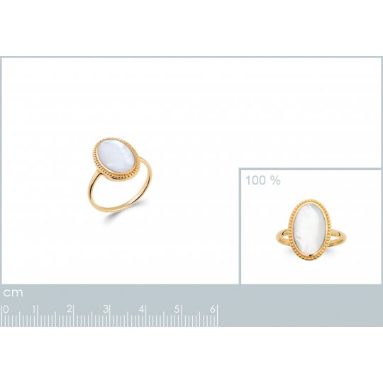 Bague Nacre ovale, Plaqué Or, Femme