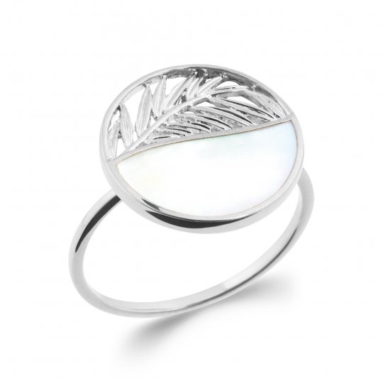 Bague Argent Rhodié - Nacre - Femme