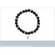 Bracelet Pierres naturelles Agate noire Mate, Acier inoxydable, Homme, 60 mm, Lithothérapie