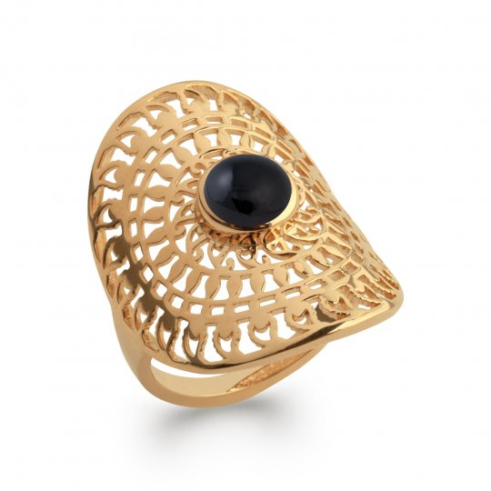Bague couvrante Agate noire...