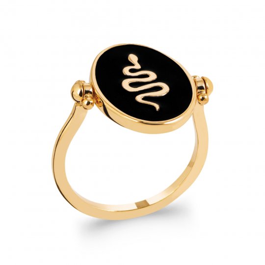 Bague serpent Plaqué Or - Émail - Femme