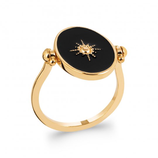 Bague Plaqué Or - Émail -...