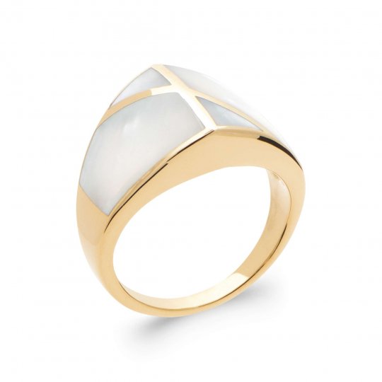 Bague Plaqué Or - Nacre -...