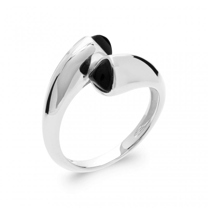 Bague Agate noire Argent Rhodié Femme