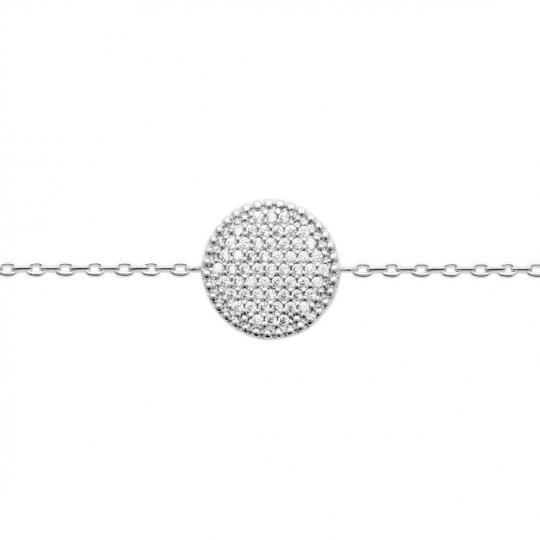 Bracelet rond pavé Argent Rhodié - Oxyde de zirconium - 16cm 18cm