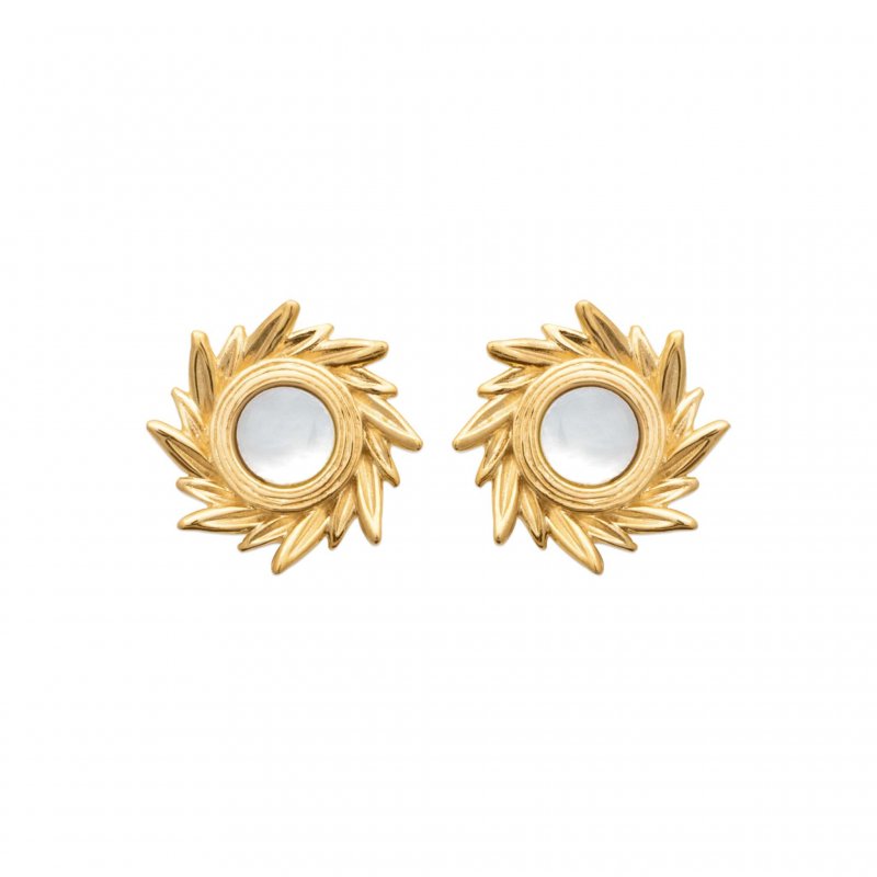 Boucles d'Oreilles Nacre Soleil Plaqué Or - Femme