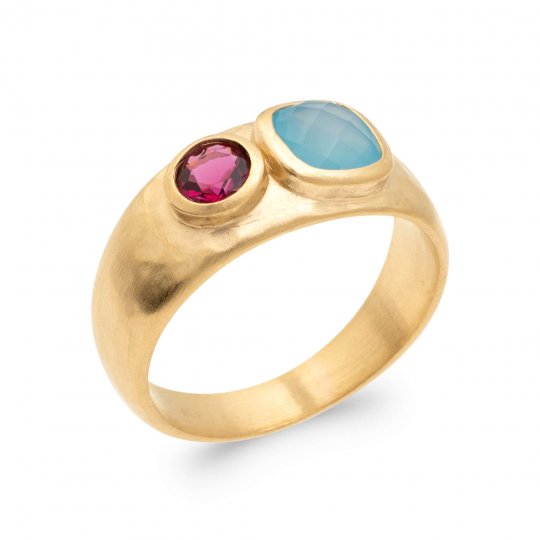 Bague Plaqué Or - Agate...