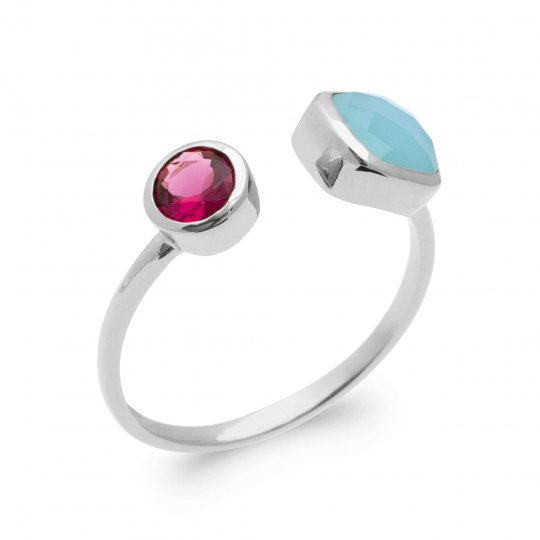 Bague Argent Rhodié - Agate...