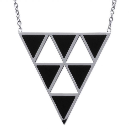 Collier triangles noirs Acier 316L - Femme - 50cm