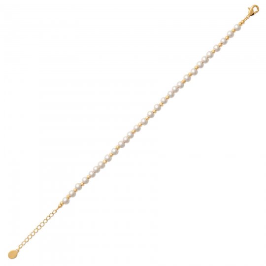 Bracelet Plaqué Or - Perles d'imitation 4mm - 16/18cm