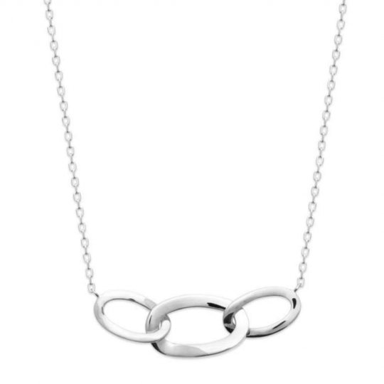 Collier 3 anneaux ovales Argent Rhodié - Femme - 45cm